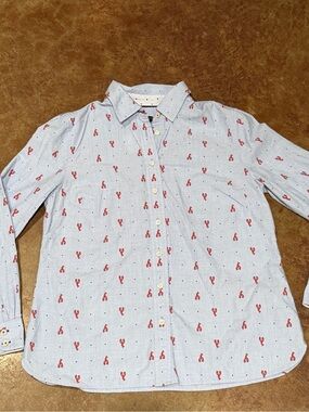 Talbots Button Down Shirt, Lobster Print, Petite